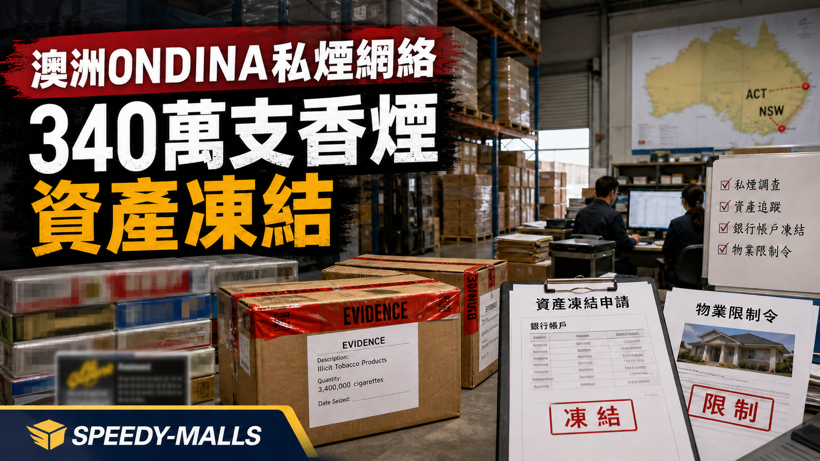 澳洲 Operation ONDINA 私煙網絡:340 萬支香煙、資產凍結與物流紀錄風險