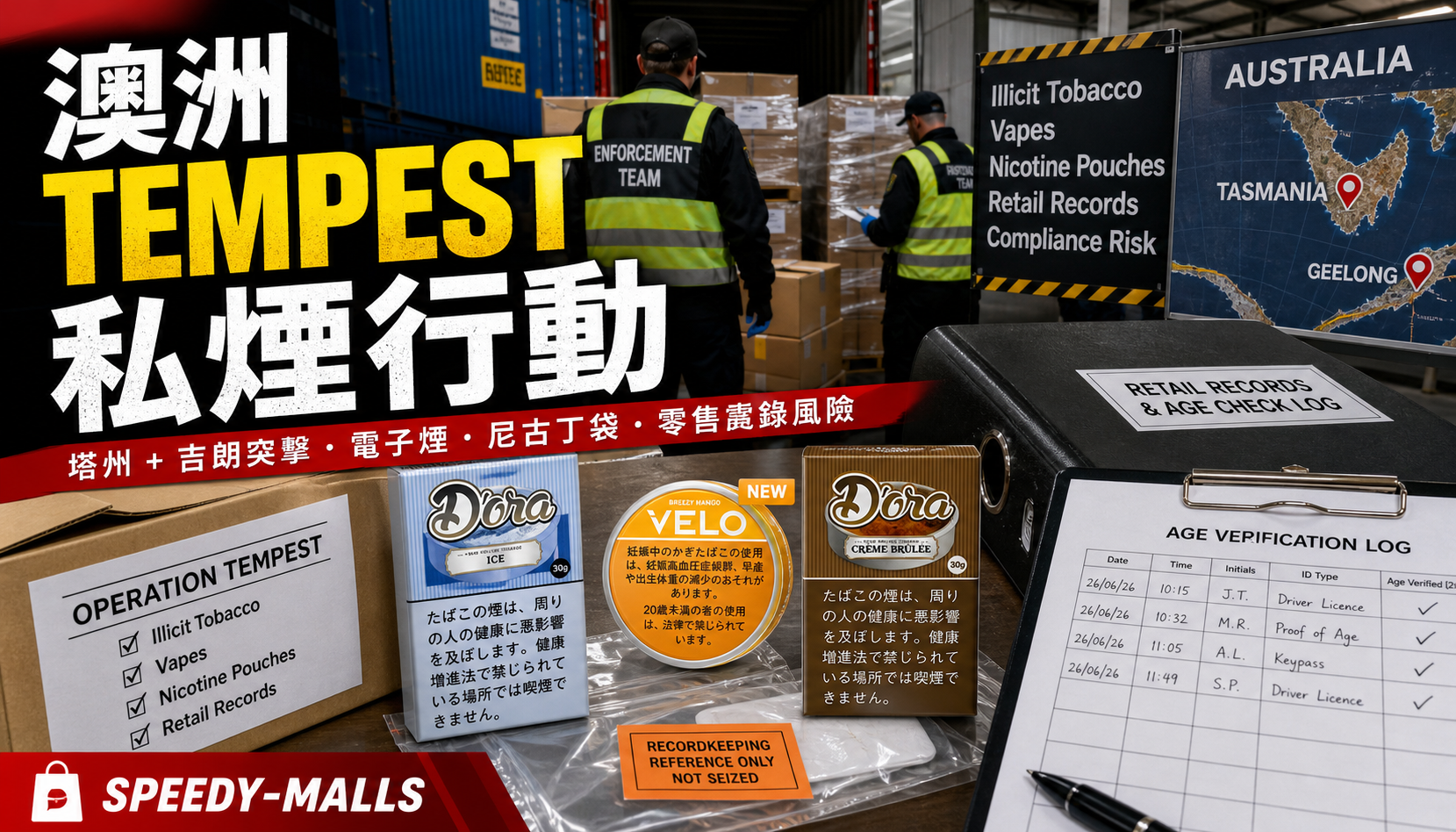 澳洲 Operation TEMPEST 私煙行動：電子煙、尼古丁袋與成人零售記錄風險 cover