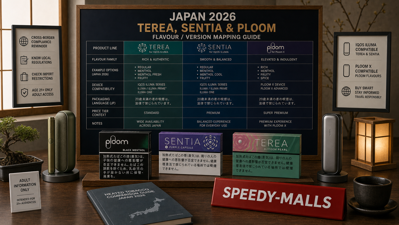 日本 TEREA、SENTIA、Ploom 2026 口味版本地圖：價位、相容性同跨境成人資訊寫法