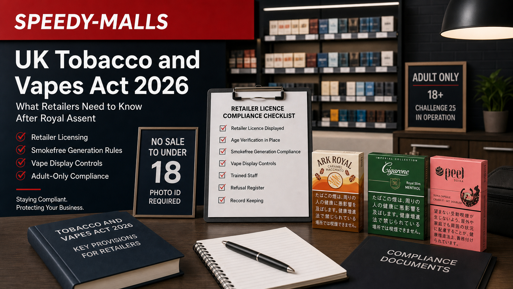 英國 Tobacco and Vapes Act 2026：零售牌照、smokefree generation 同 vape 廣告頁面點樣寫