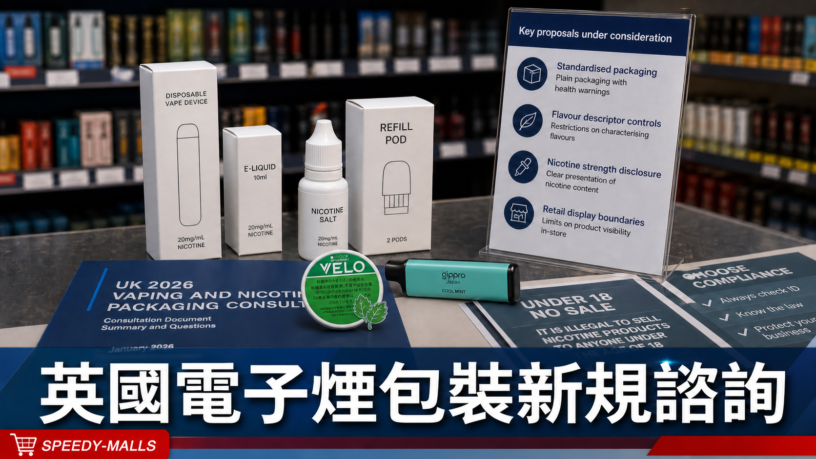 英國電子煙包裝新規諮詢：flavour descriptor、展示位置與年齡閘點樣寫 cover