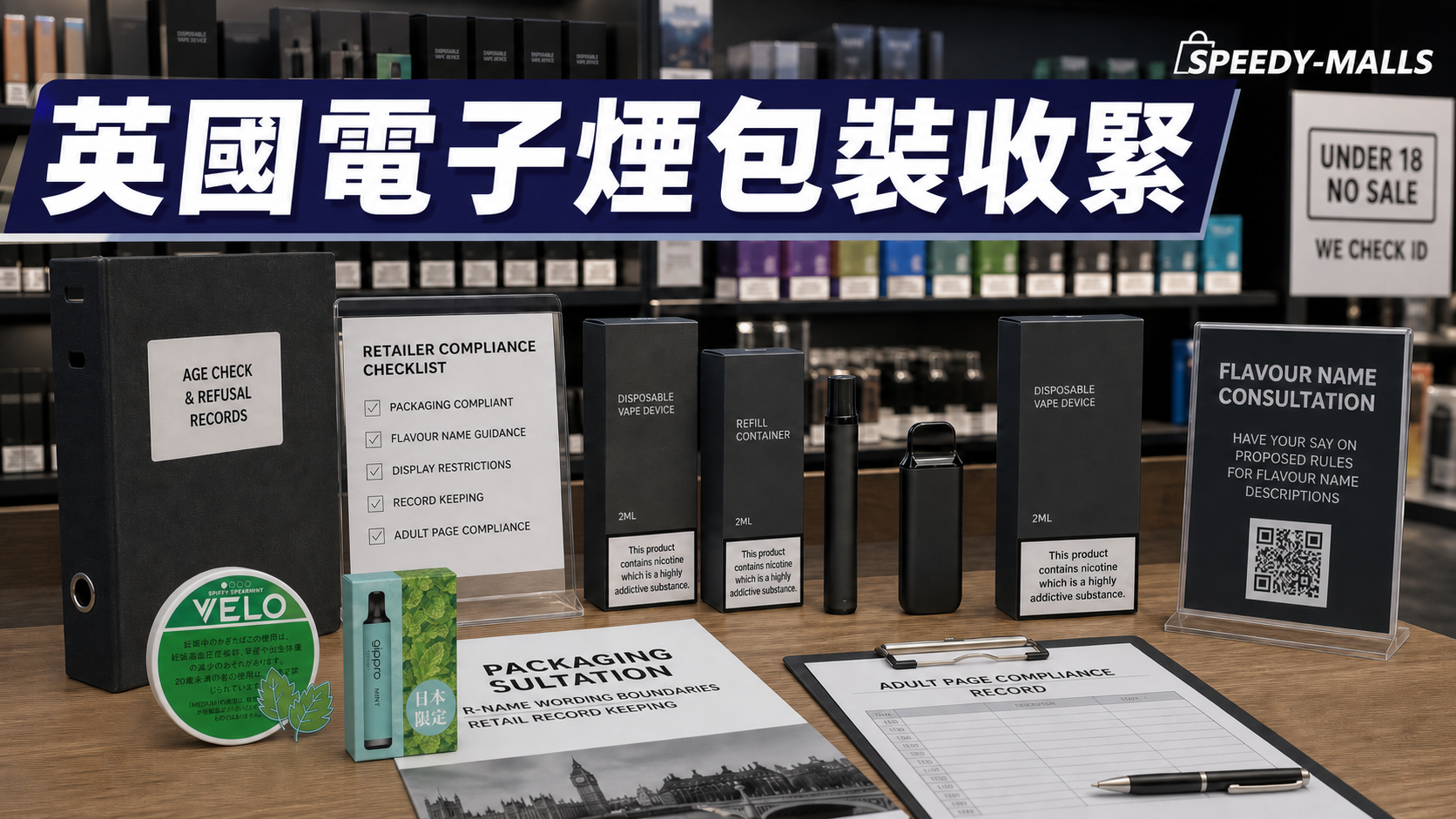 英國電子煙包裝收緊：flavour name、display control 同成人頁紀錄