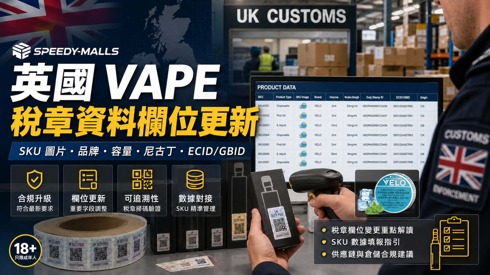 英國 VAPE 稅章資料欄位更新：SKU 圖片、品牌、容量與 ECID/GBID 成人紀錄