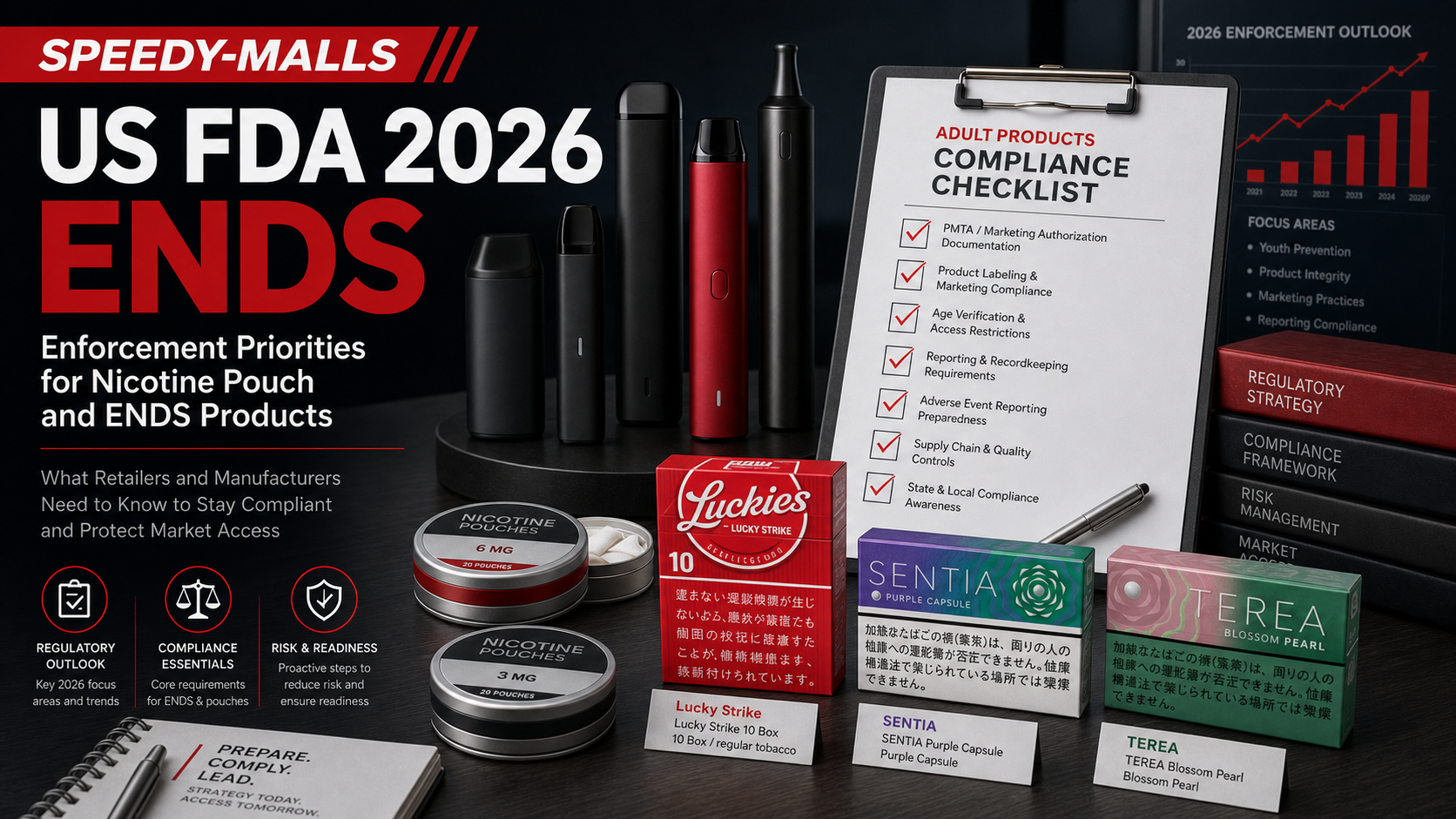 美國 FDA 2026 ENDS 與尼古丁袋執法優先次序：成人零售頁面合規清單